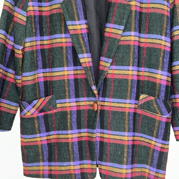 Plaid Wool Blazer 80s 90s - Picture 9 of 12